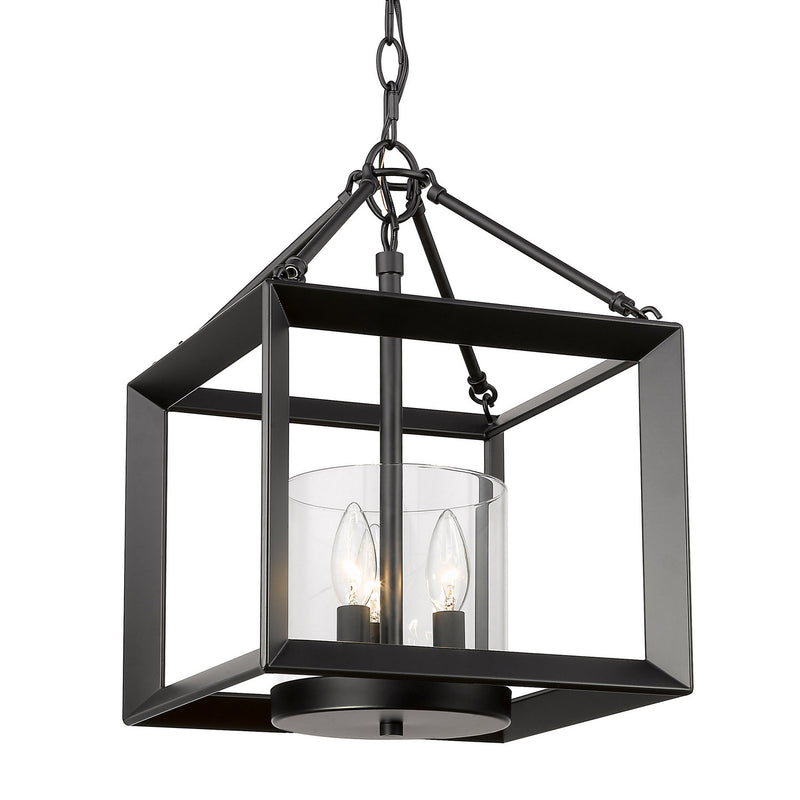 Golden - 2073-M3 BLK-CLR - Three Light Chandelier - Smyth - Matte Black