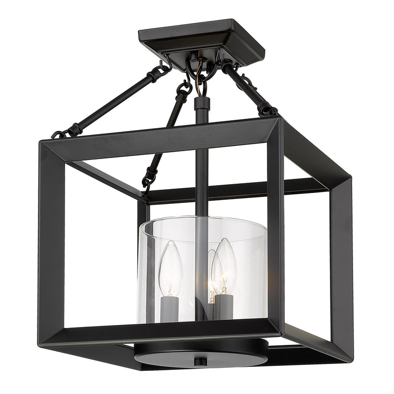 Golden - 2073-SF BLK-CLR - Three Light Semi-Flush Mount - Smyth - Matte Black