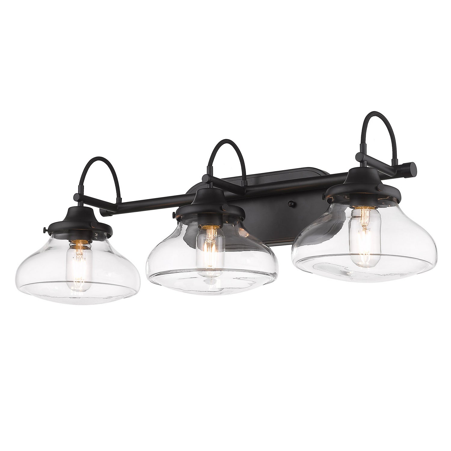 Golden - 3419-BA3 BLK-CLR - Three Light Vanity Light - Nash - Matte Black