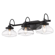 Golden - 3419-BA3 BLK-CLR - Three Light Vanity Light - Nash - Matte Black