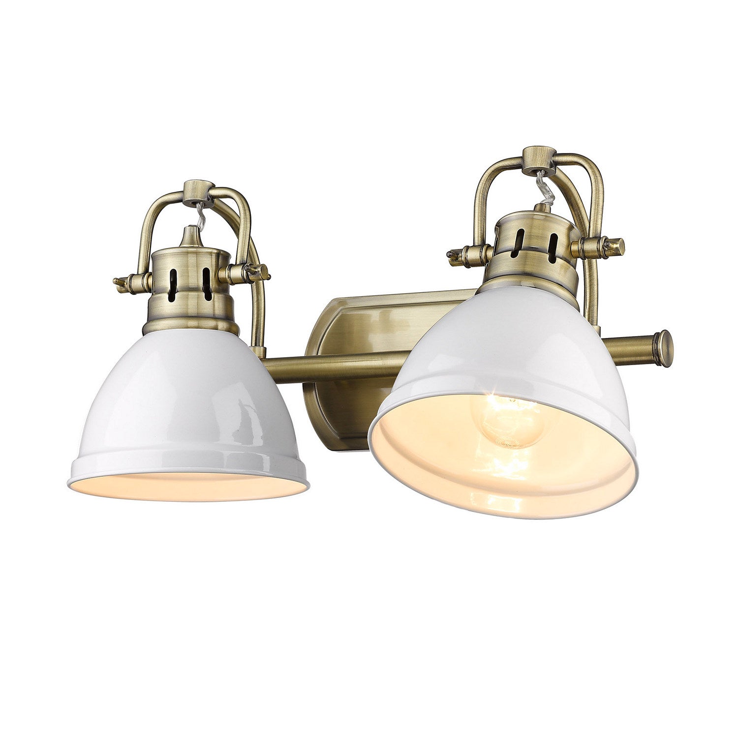 Golden - 3602-BA2 AB-WH - Two Light Bath Vanity - Duncan - Aged Brass