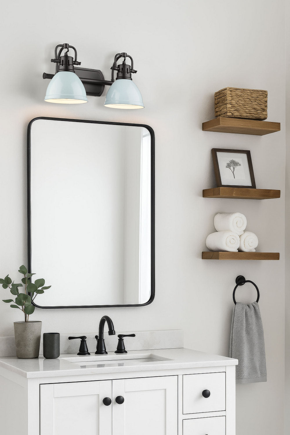 Golden - 3602-BA2 BLK-SF - Two Light Bath Vanity - Duncan - Matte Black