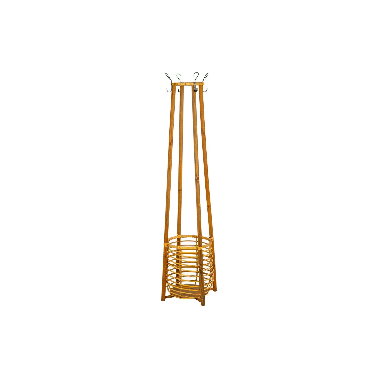 Kalalou - CLL2557 - Coat Rack Wth Umbrella Basket - Brown