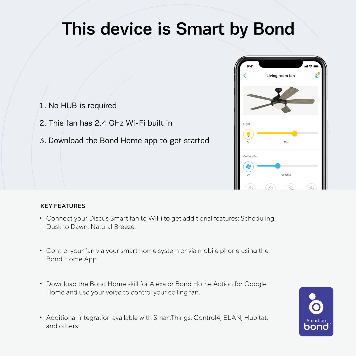 Generation Lighting - 5DISM52BSD - 52" Ceiling Fan - Discus - Brushed Steel