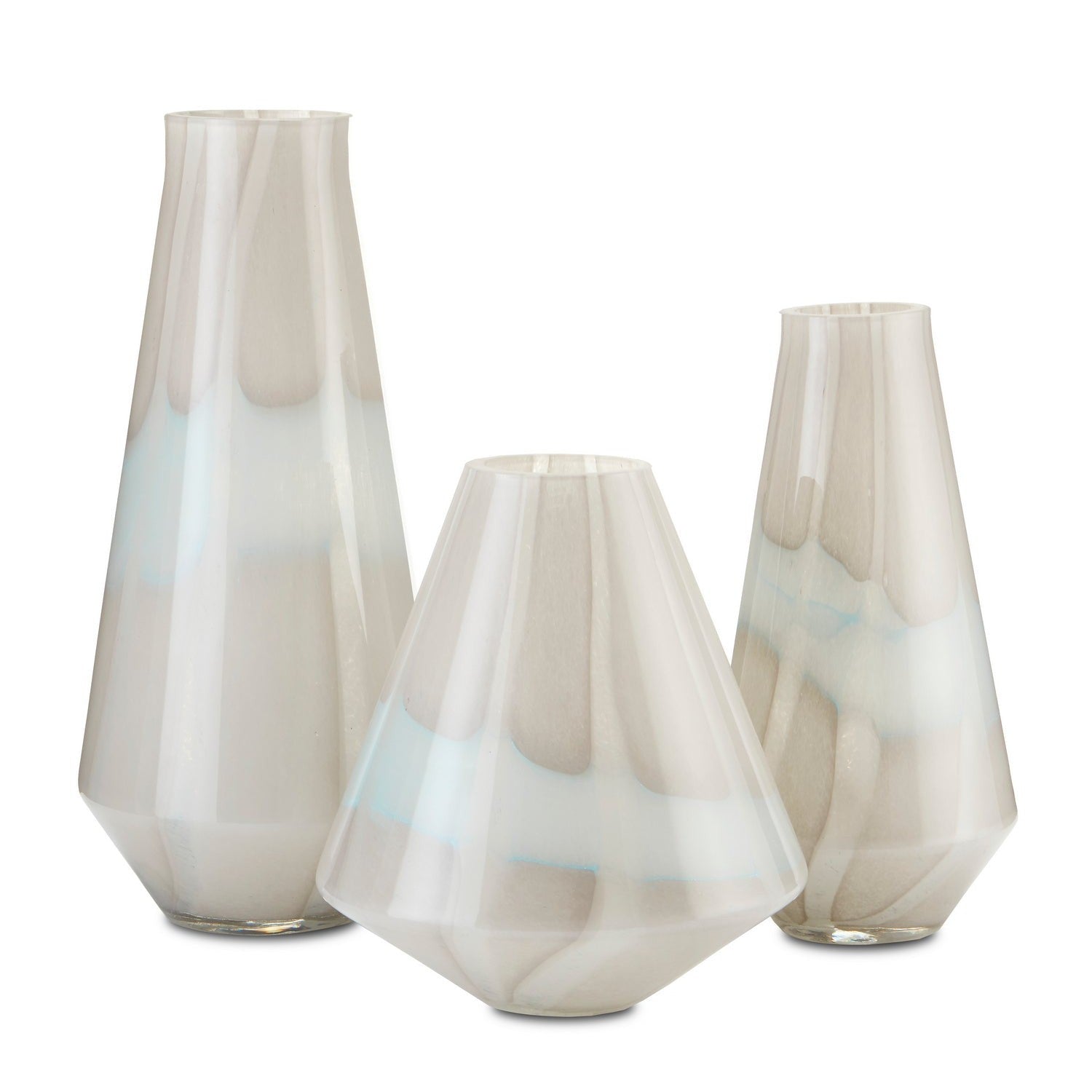 Currey and Company - 1200-0445 - Vase Set of 3 - Floating Cloud Collection - Light Gray/White