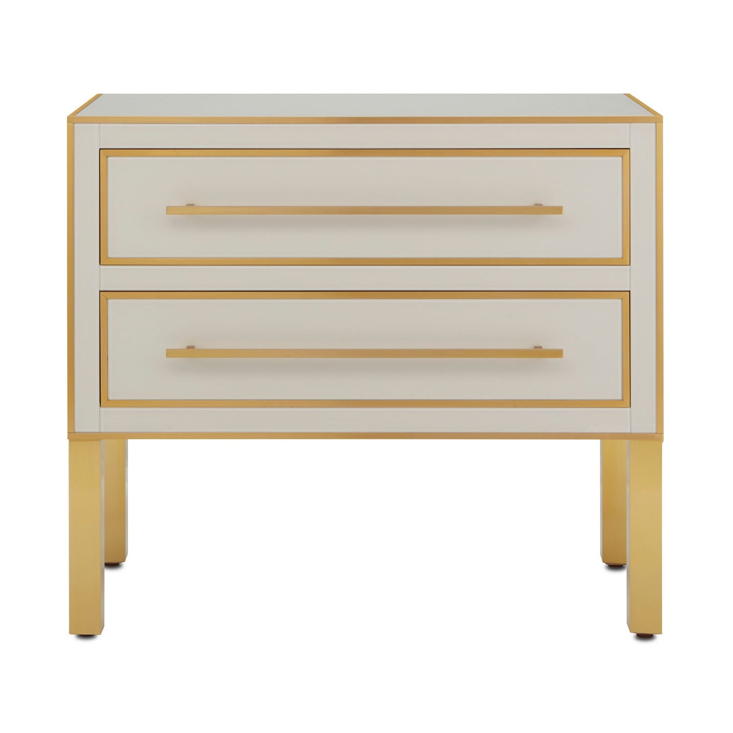 Currey and Company - 3000-0184 - Chest - Arden Collection - Ivory/Satin Brass