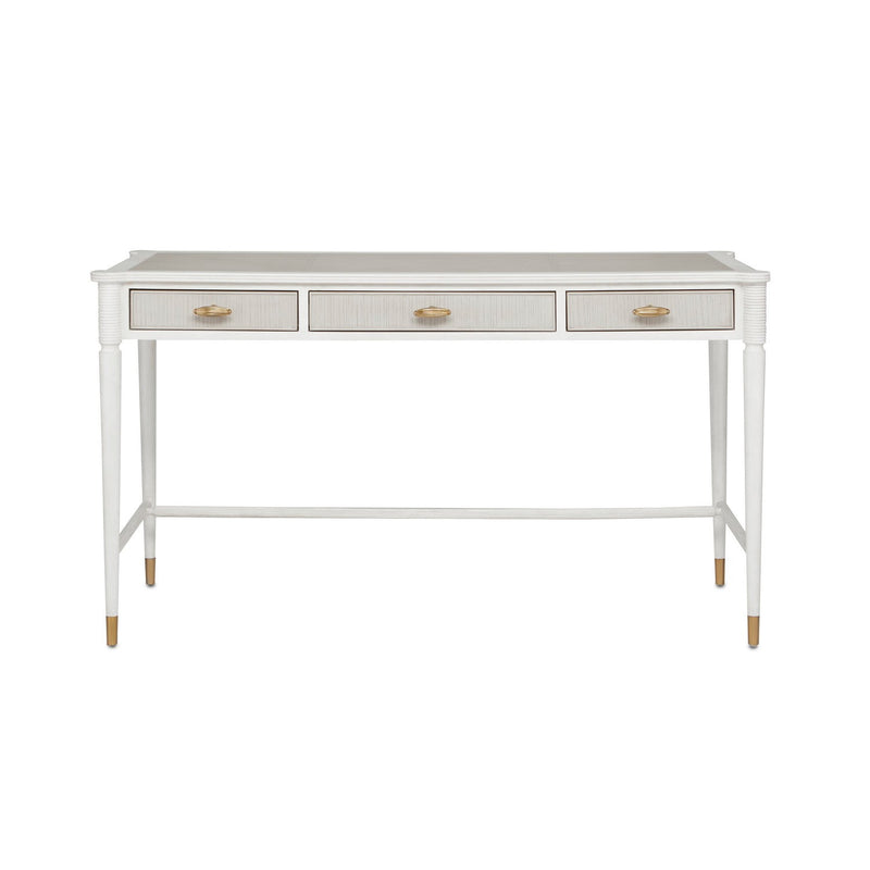 Currey and Company - 3000-0190 - Desk - Aster Collection - Off White/Fog/Brass