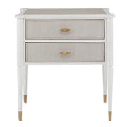 Currey and Company - 3000-0191 - Nightstand - Aster Collection - Off White/Fog/Brass
