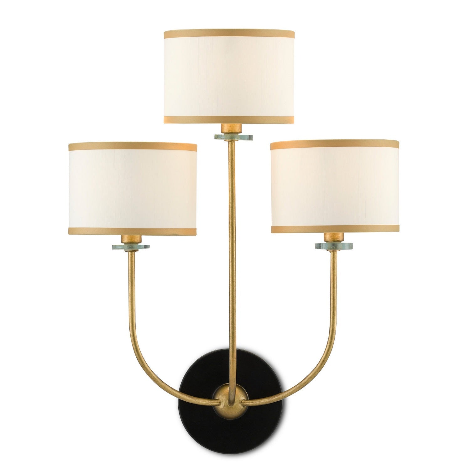 Currey and Company - 5000-0192 - Three Light Wall Sconce - Croydon Brass Wall Sconce - Brass/Satin Black/White