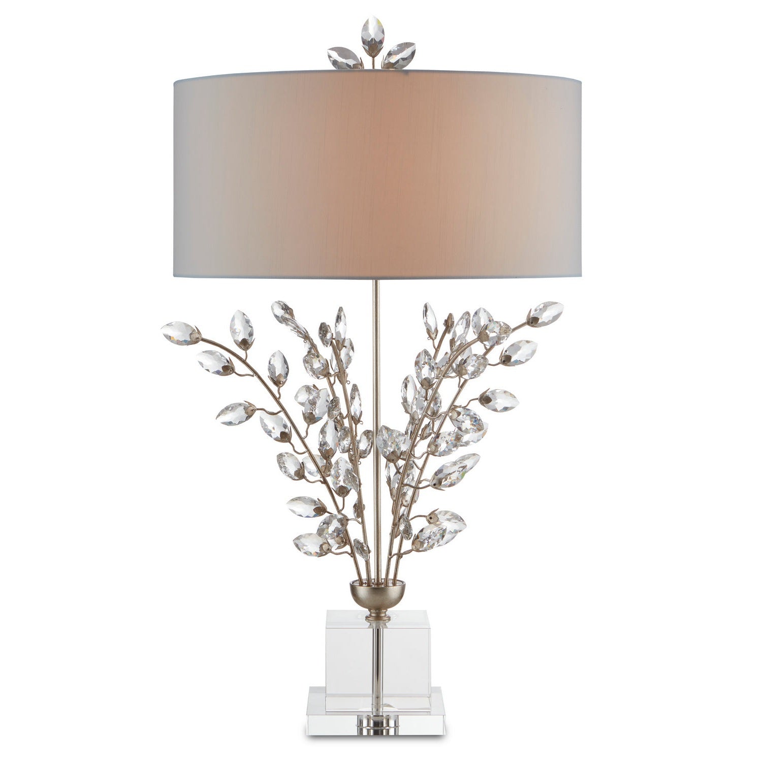 Currey and Company - 6000-0727 - Two Light Table Lamp - Forget-Me-Not Collection - Silver Leaf/Clear