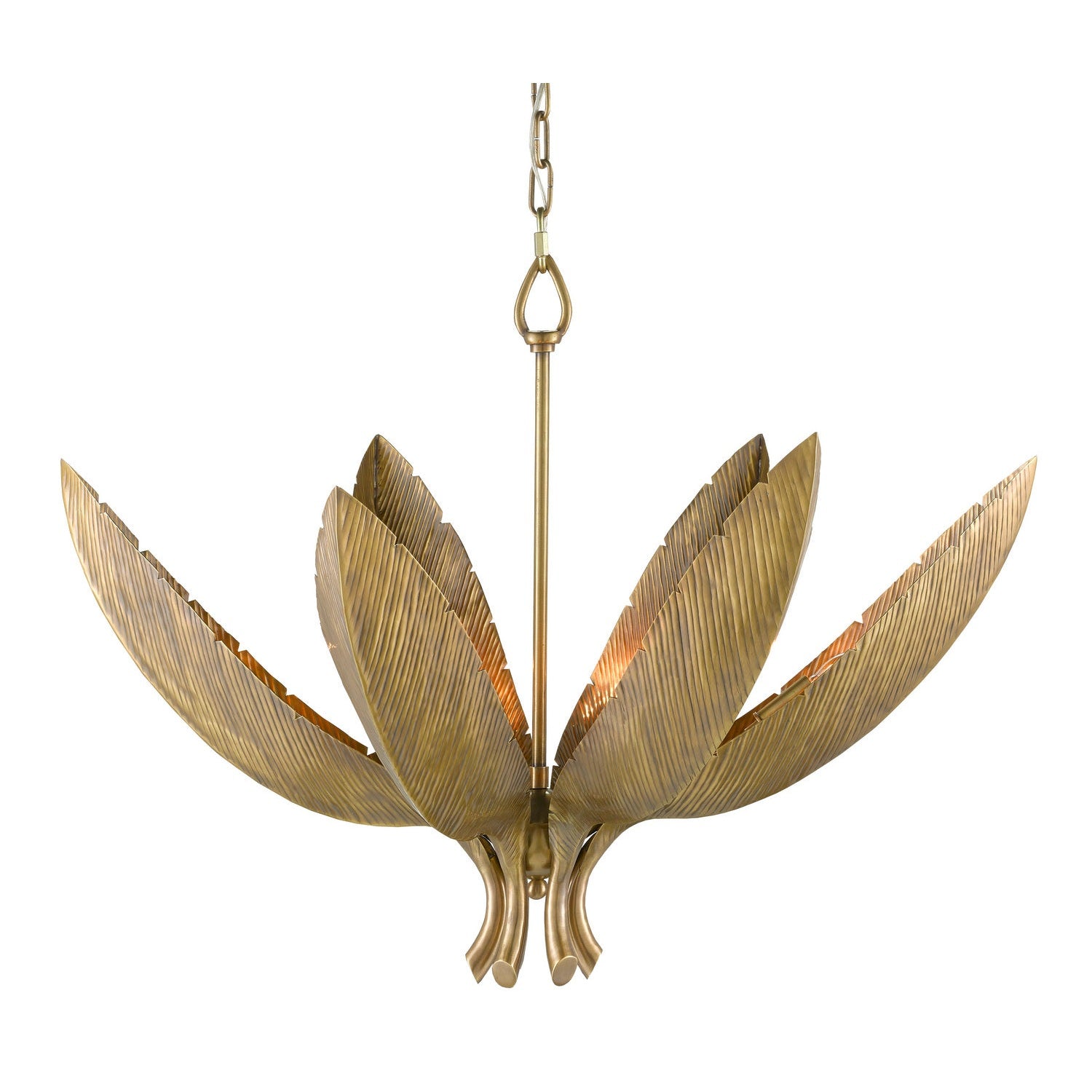 Currey and Company - 9000-0766 - Six Light Chandelier - Bird of Paradise Brass Chandelier - Antique Brass
