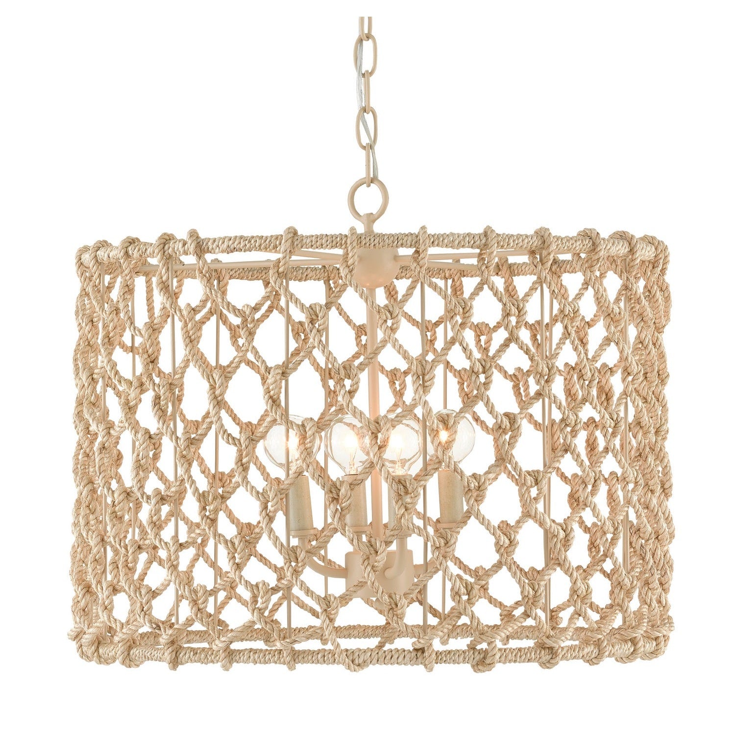 Currey and Company - 9000-0803 - Four Light Chandelier - Chesapeake Drum Chandelier - Beige/Smokewood/Natural Rope