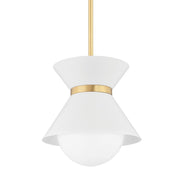 Troy Lighting - F8620-SWH/PBR - One Light Pendant - Scout - Soft White/Patina Brass