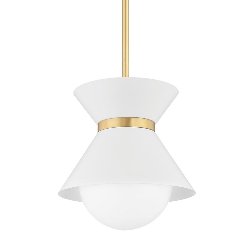 Troy Lighting - F8620-SWH/PBR - One Light Pendant - Scout - Soft White/Patina Brass