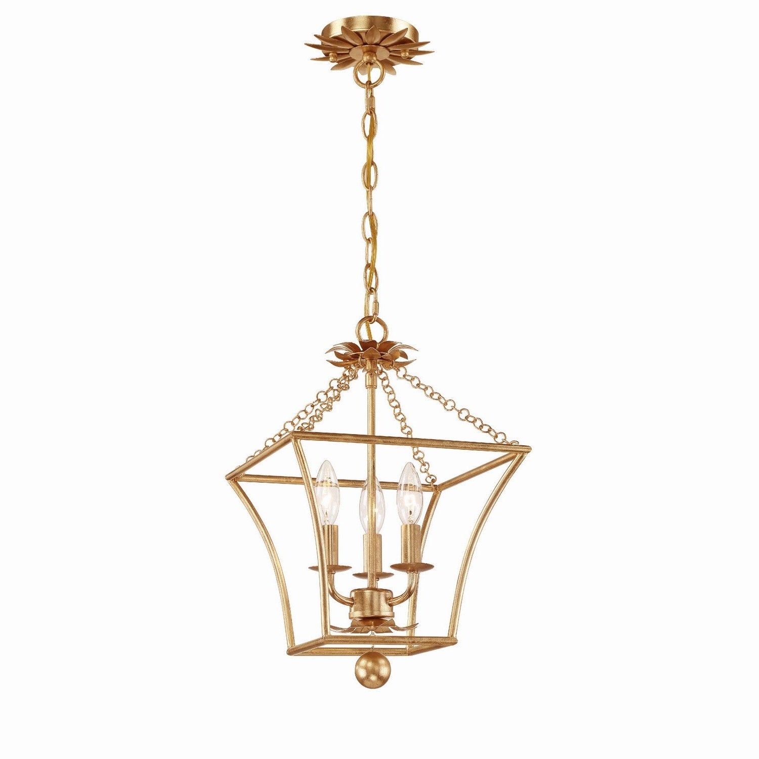 Crystorama - 514-GA - Three Light Mini Chandelier - Broche - Antique Gold