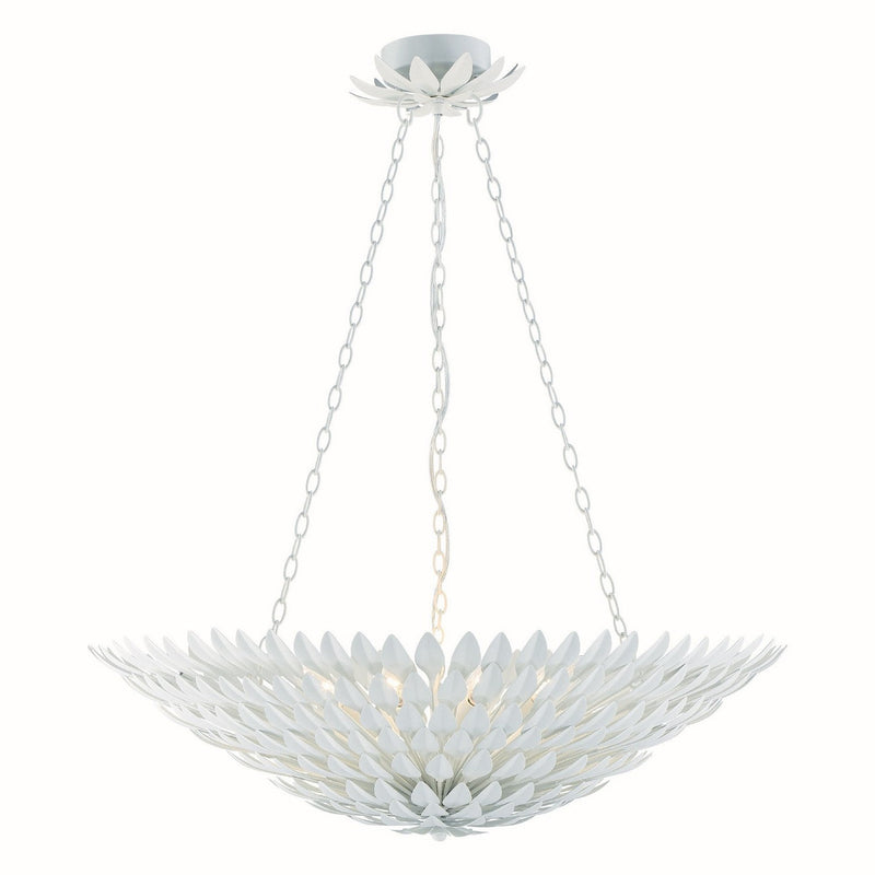 Crystorama - 519-MT - Eight Light Chandelier - Broche - Matte White
