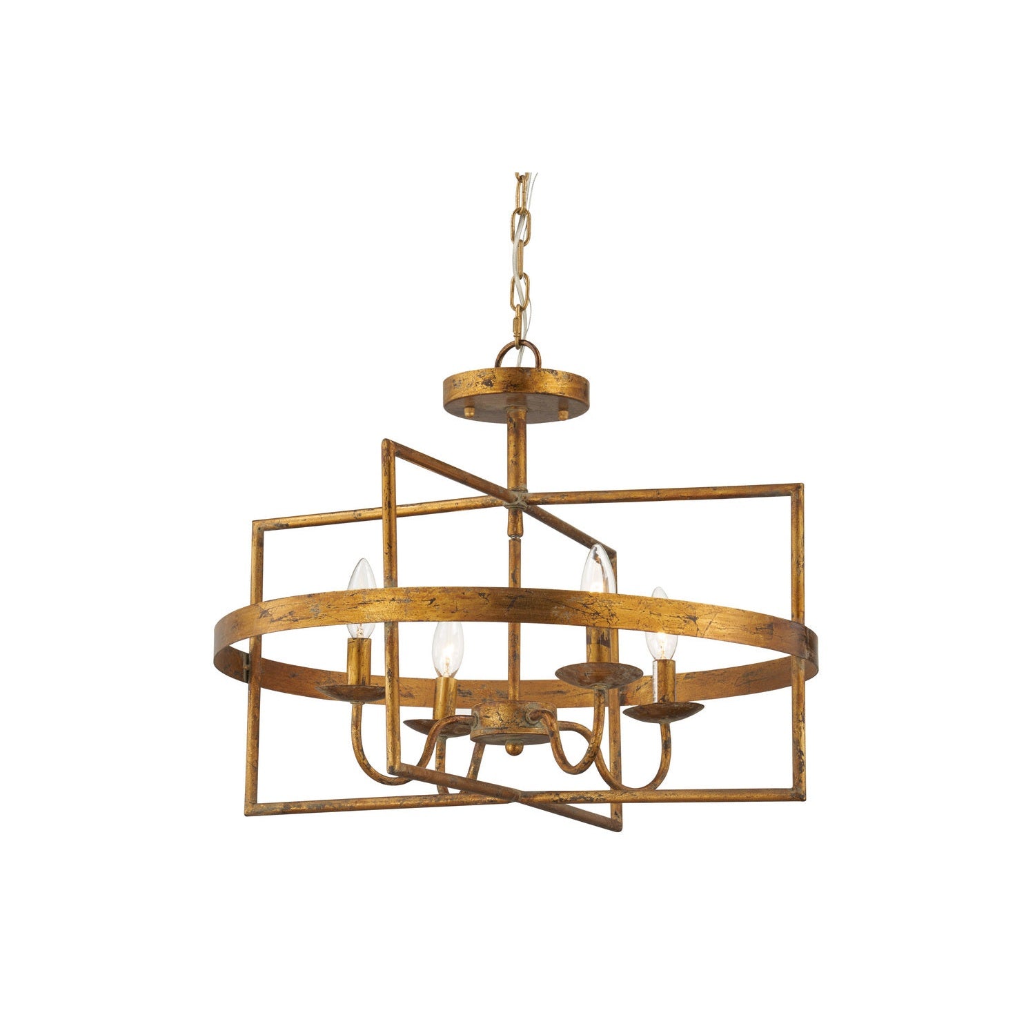 Forty West - 72571 - Four Light Semi-Flush/Convertible - Cleo - Distressed Antique Gold