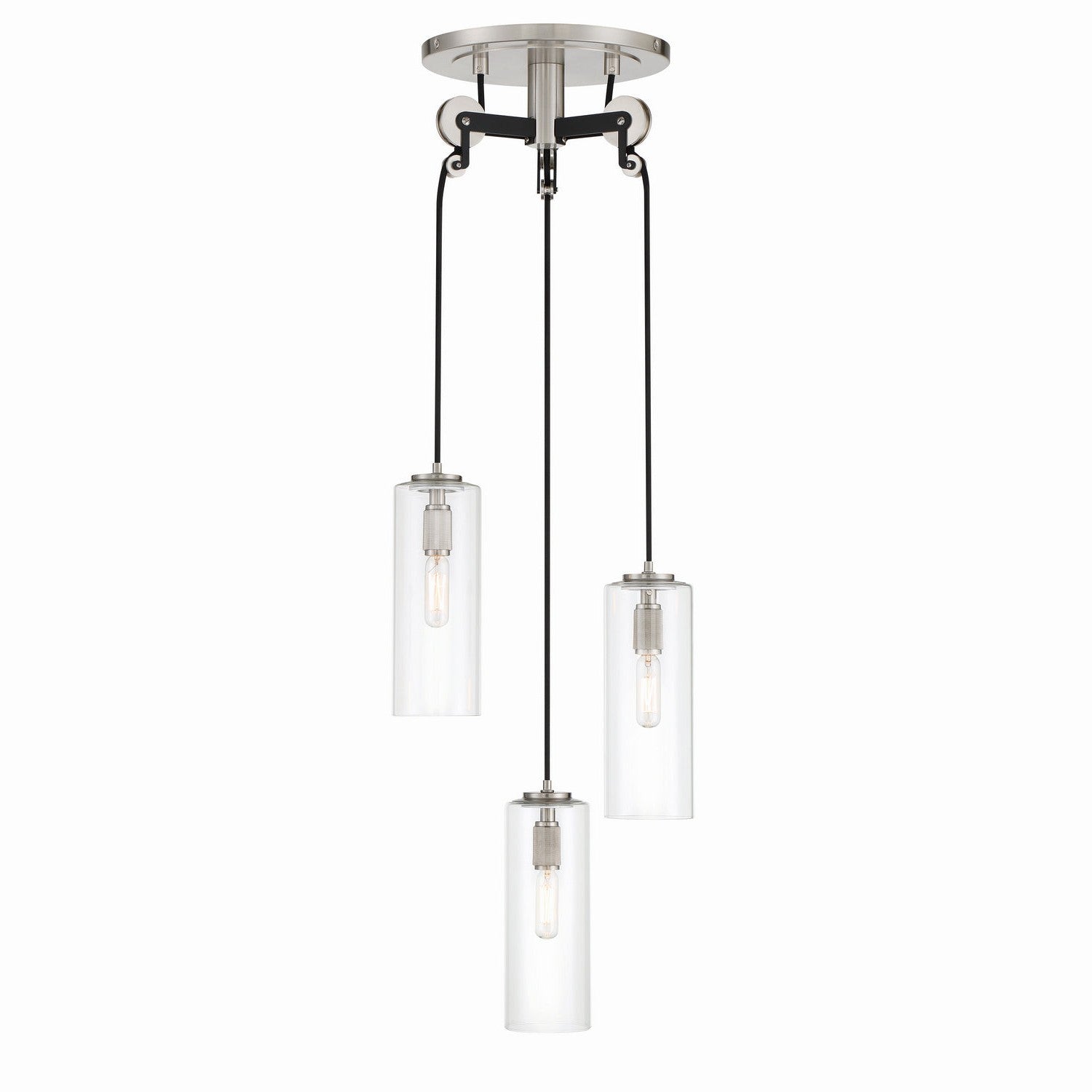 Minka-Lavery - 2897-691 - Three Light Pendant - Pullman Junction - Coal With Brushed Nickel