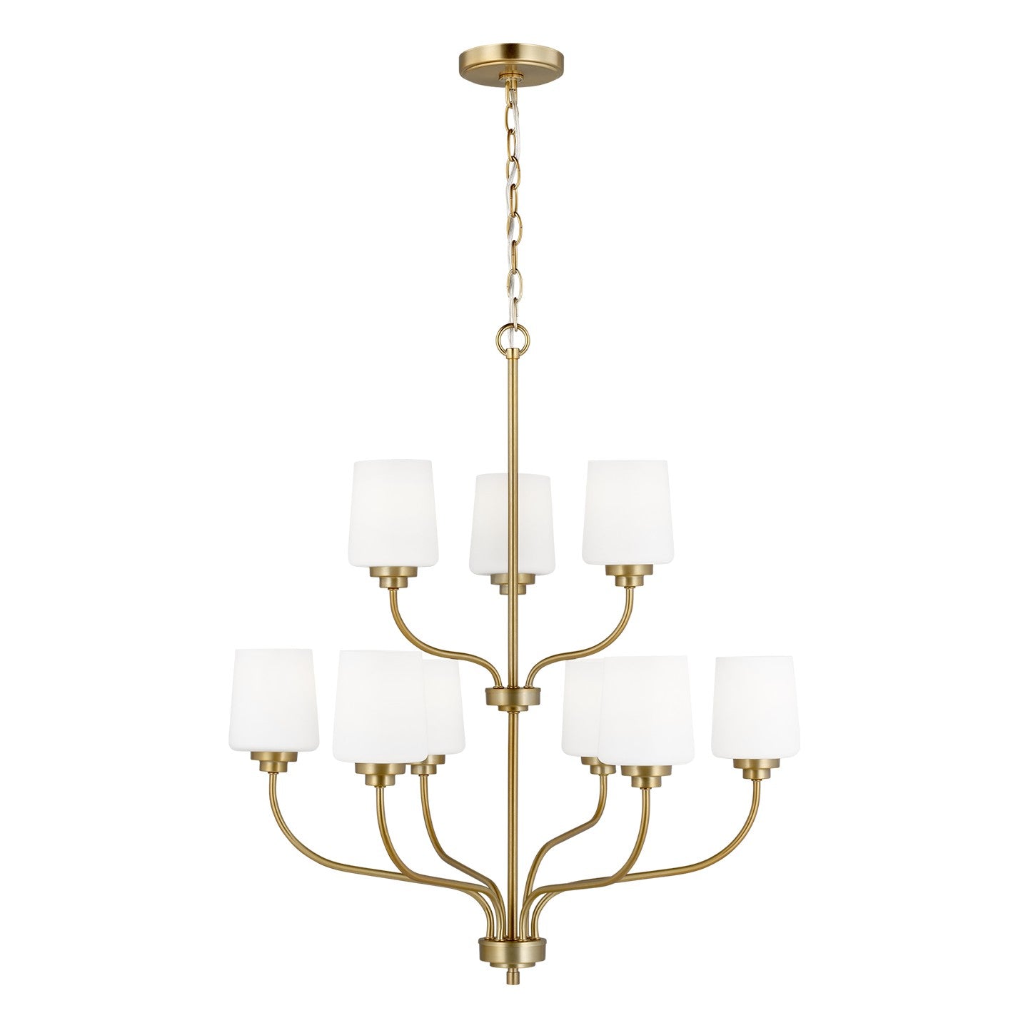 Generation Lighting - 3102809EN3-848 - Nine Light Chandelier - Windom - Satin Brass