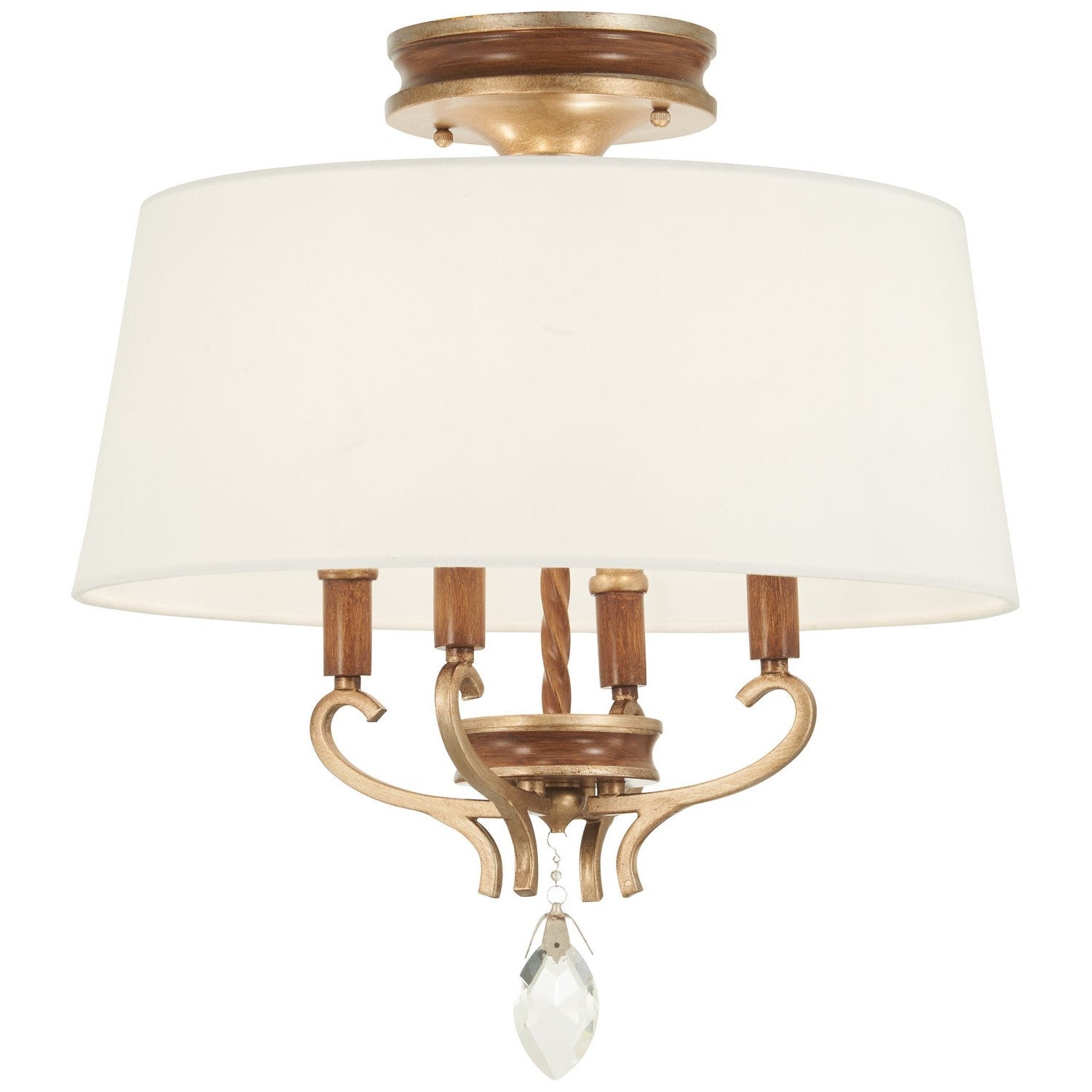 Metropolitan - N6552-690 - Four Light Semi Flush Mount - Magnolia Manor - Pale Gold with Distressed Bronze