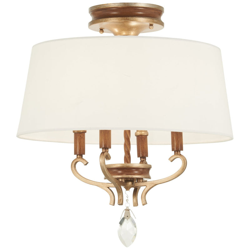 Metropolitan - N6552-690 - Four Light Semi Flush Mount - Magnolia Manor - Pale Gold with Distressed Bronze
