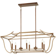 Metropolitan - N6556-690 - Six Light Island Pendant - Magnolia Manor - Pale Gold With Distressed Bronze