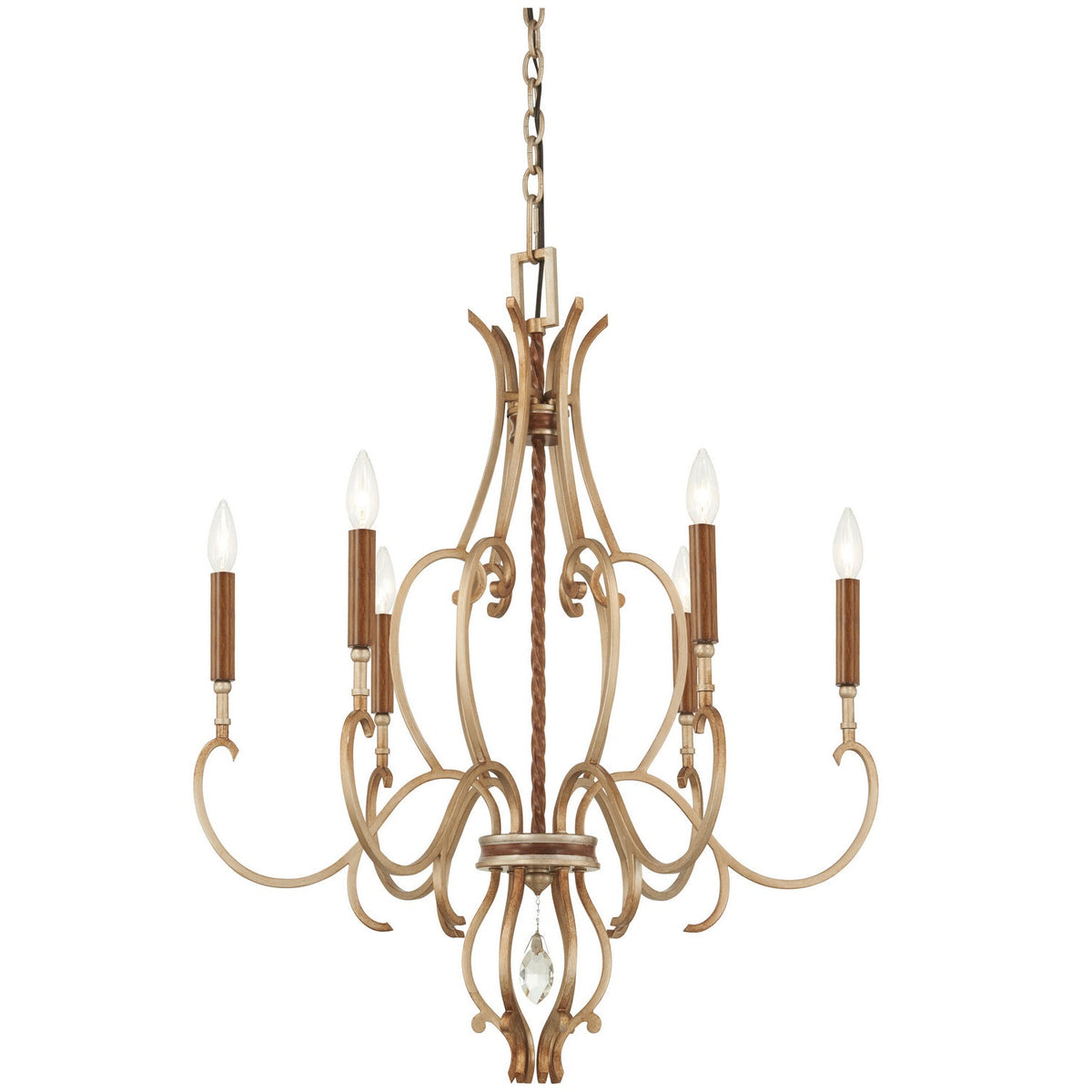 Metropolitan - N6557-690 - Six Light Chandelier - Magnolia Manor - Pale Gold With Distressed Bronze