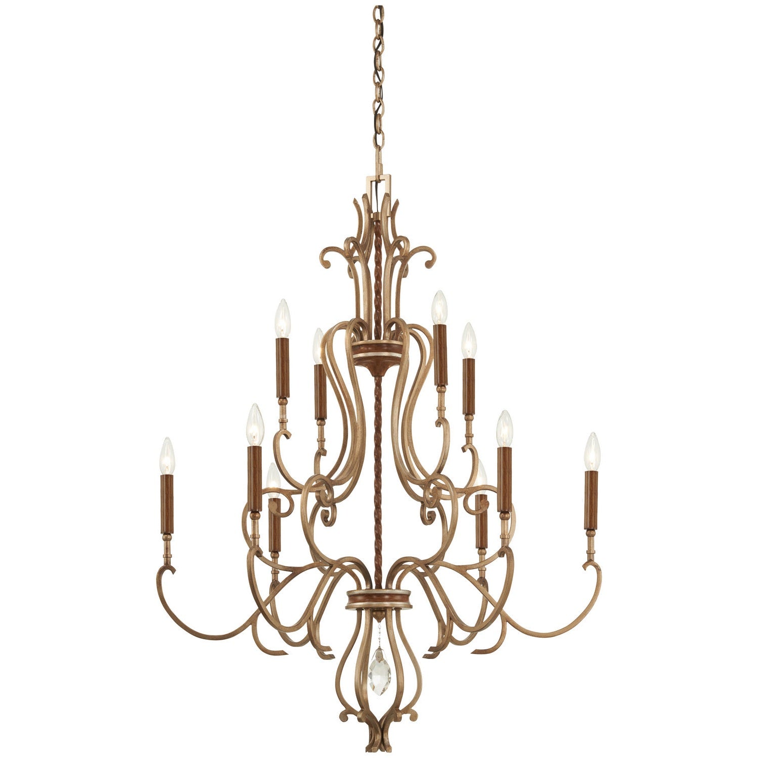 Metropolitan - N6558-690 - Ten Light Chandelier - Magnolia Manor - Pale Gold With Distressed Bronze