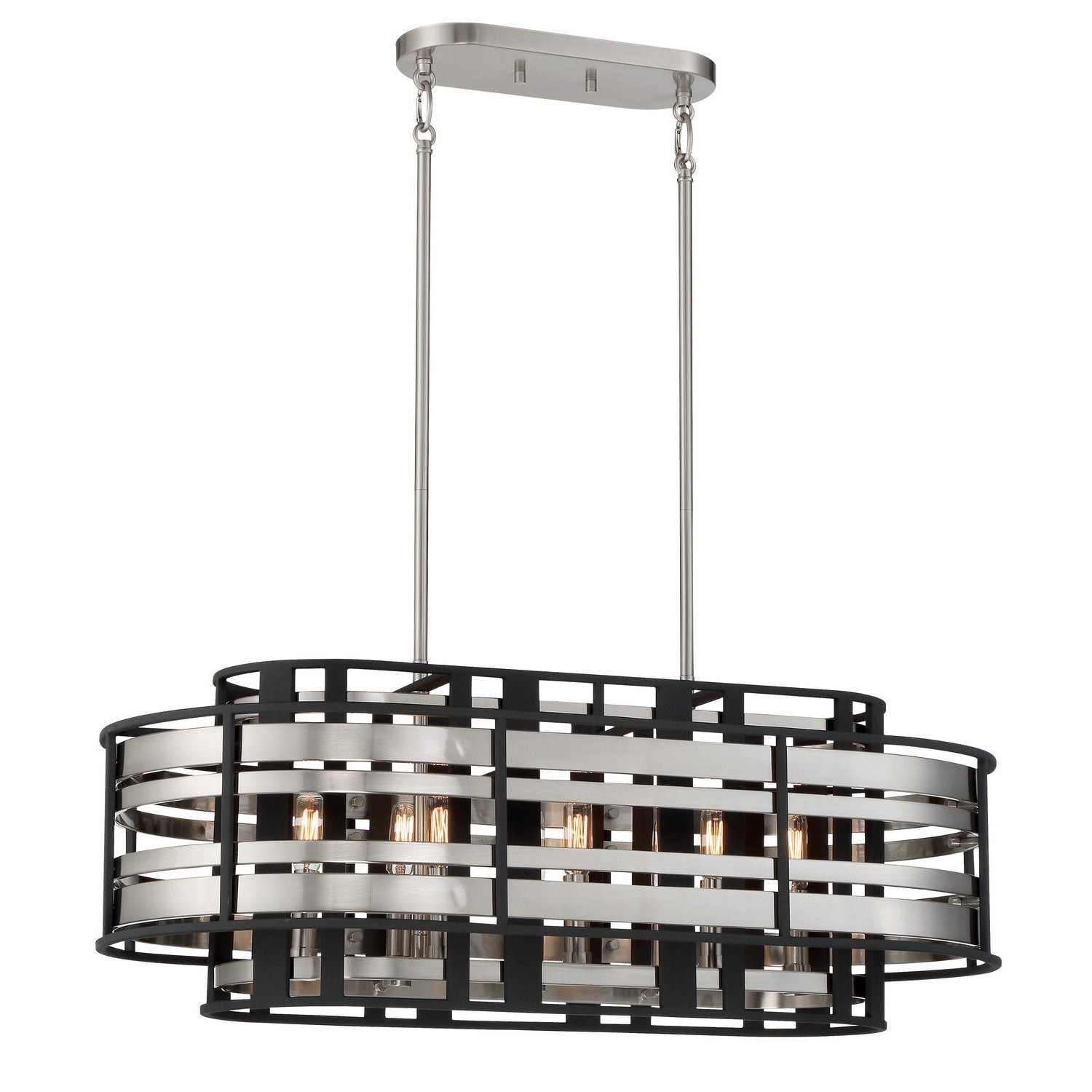 Metropolitan - N7988-420 - Eight Light Island Pendant - Presten - Brushed Nickel W/ Sand Coal