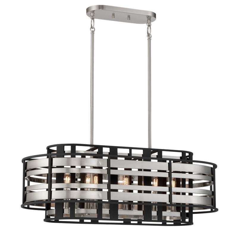 Metropolitan - N7988-420 - Eight Light Island Pendant - Presten - Brushed Nickel W/ Sand Coal