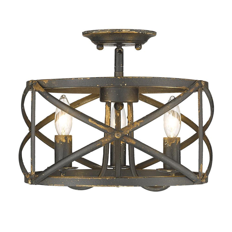 Golden - 0890-SF ABI - Three Light Semi-Flush Mount - Alcott - Antique Black Iron