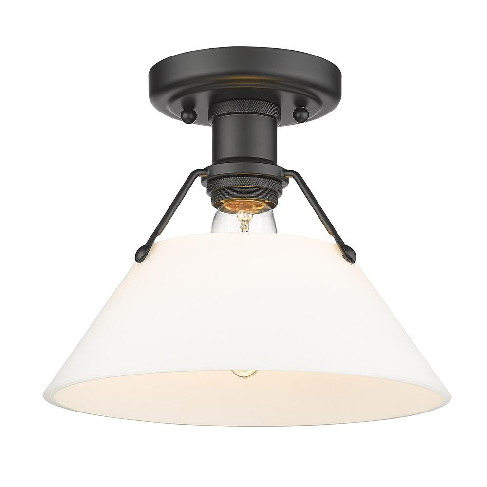 Golden - 3306-FM BLK-OP - One Light Flush Mount - Orwell - Matte Black