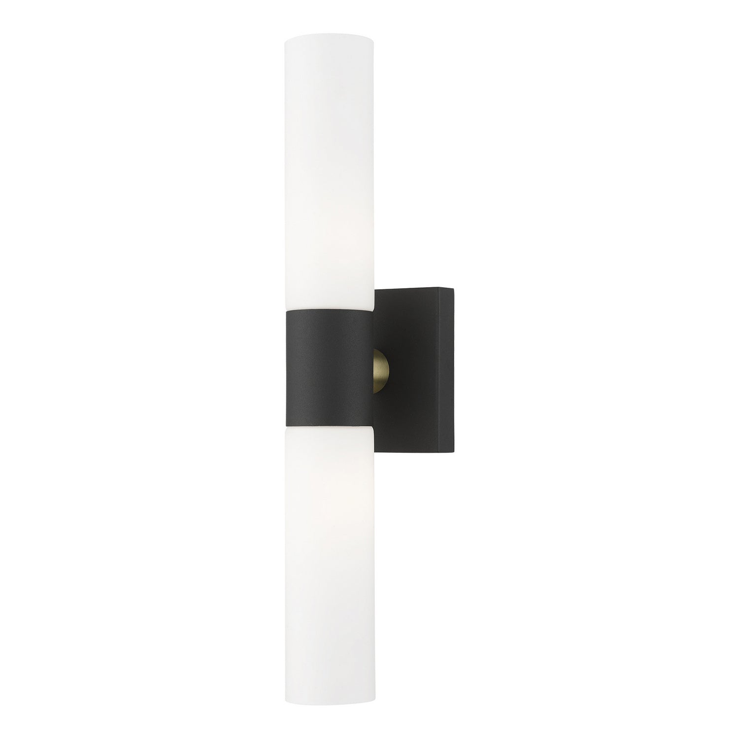 Livex Lighting - 10102-14 - Two Light Vanity - Aero - Textured Black w/ Antique Brass