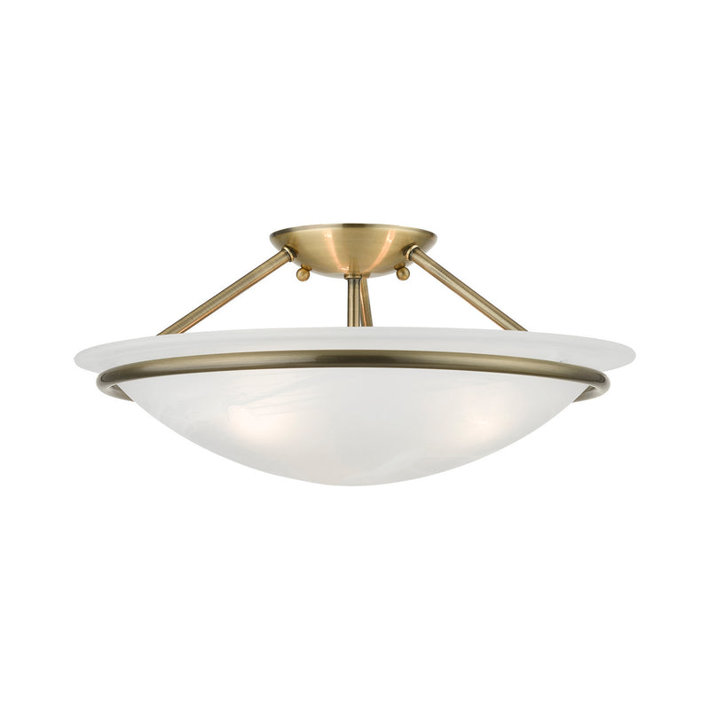 Livex Lighting - 4824-01 - Three Light Semi-Flush Mount - Newburgh - Antique Brass
