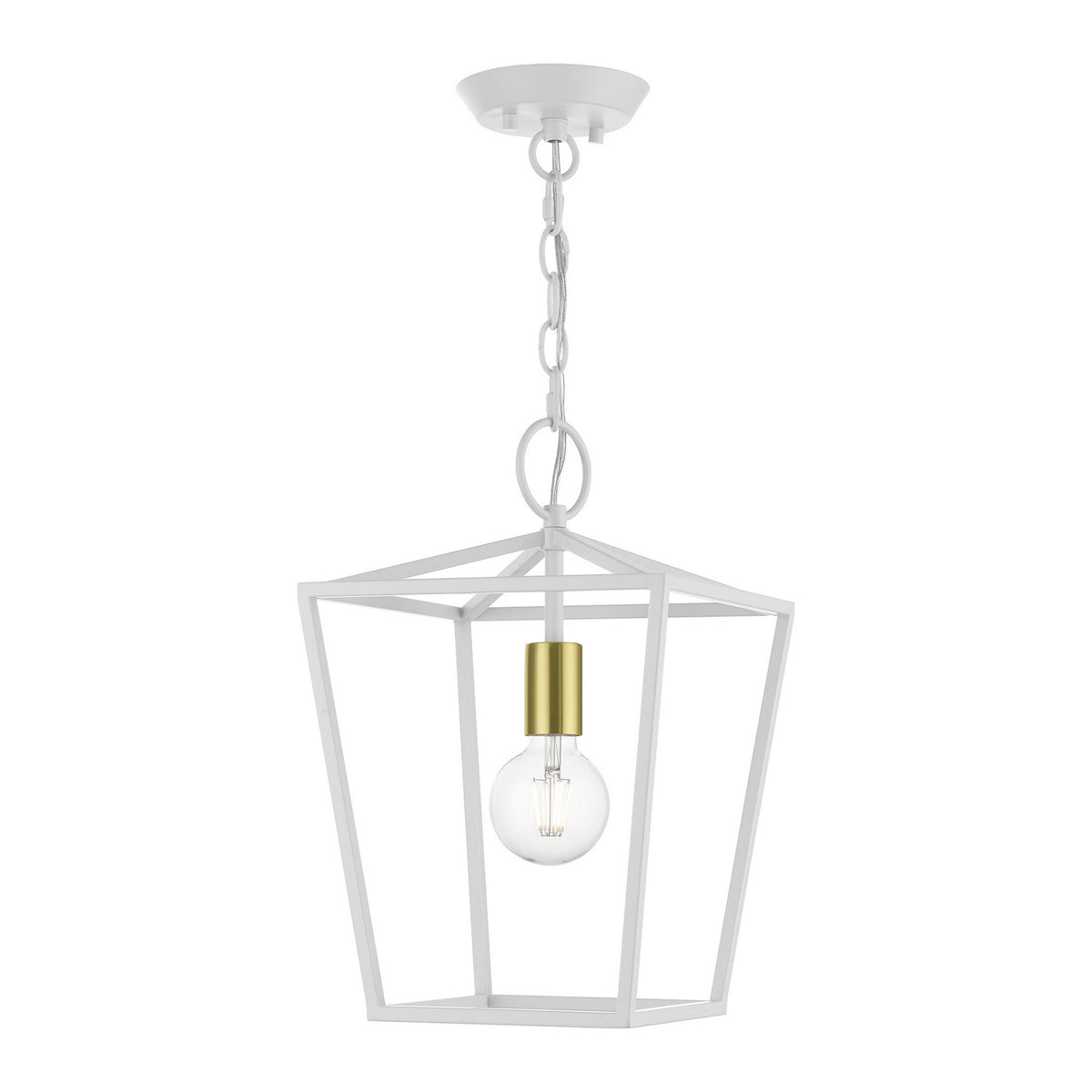 Livex Lighting - 49432-03 - One Light Lantern - Devone - White w/ Satin Brass