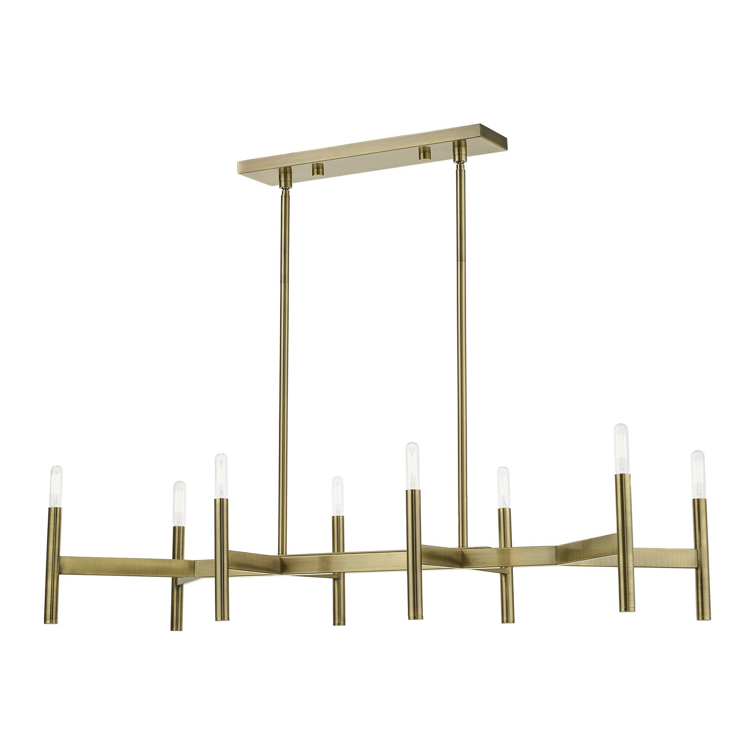 Livex Lighting - 51178-01 - Eight Light Linear Chandelier - Copenhagen - Antique Brass