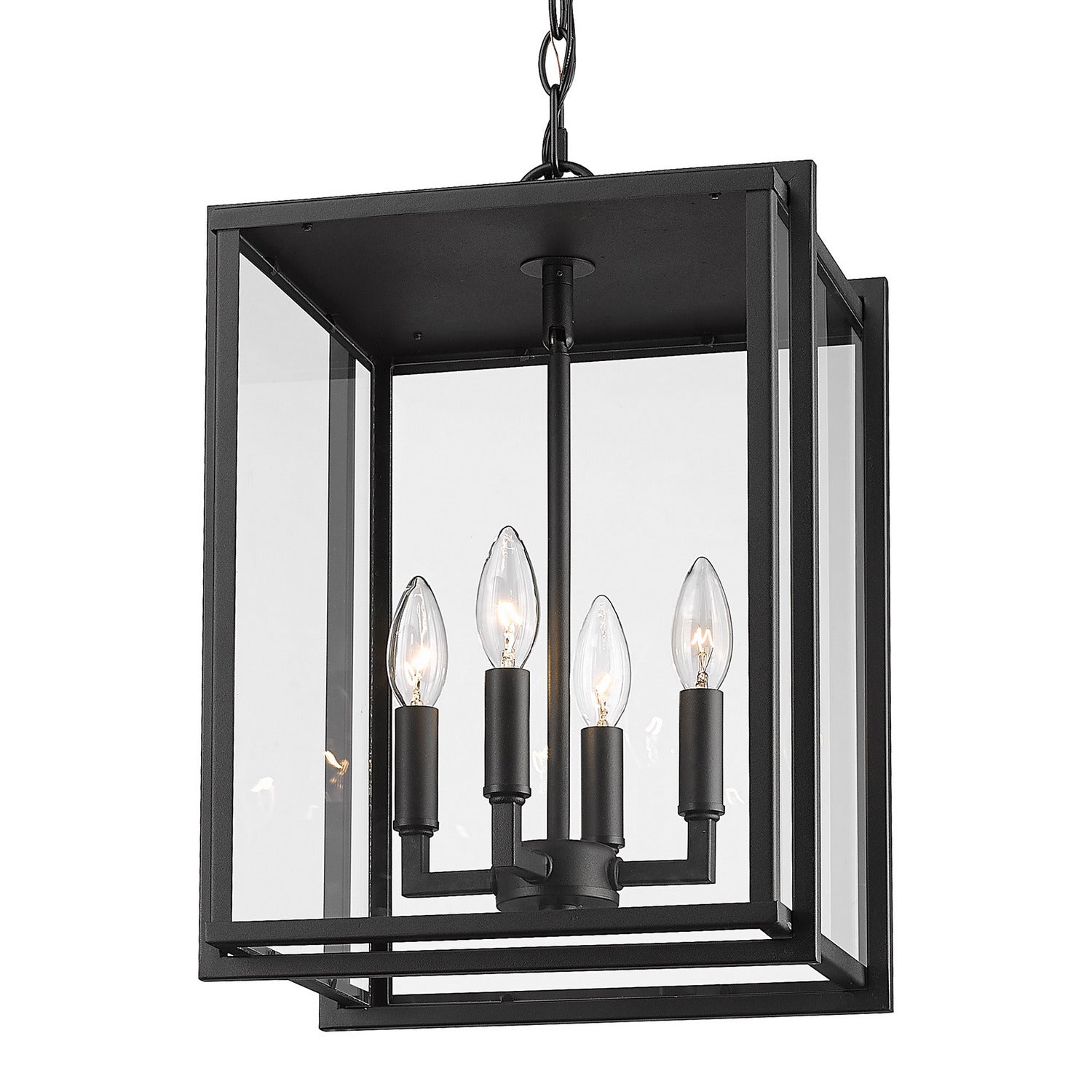 Golden - 6071-O4P NB-CLR - Four Light Outdoor Pendant - Tribeca - Natural Black