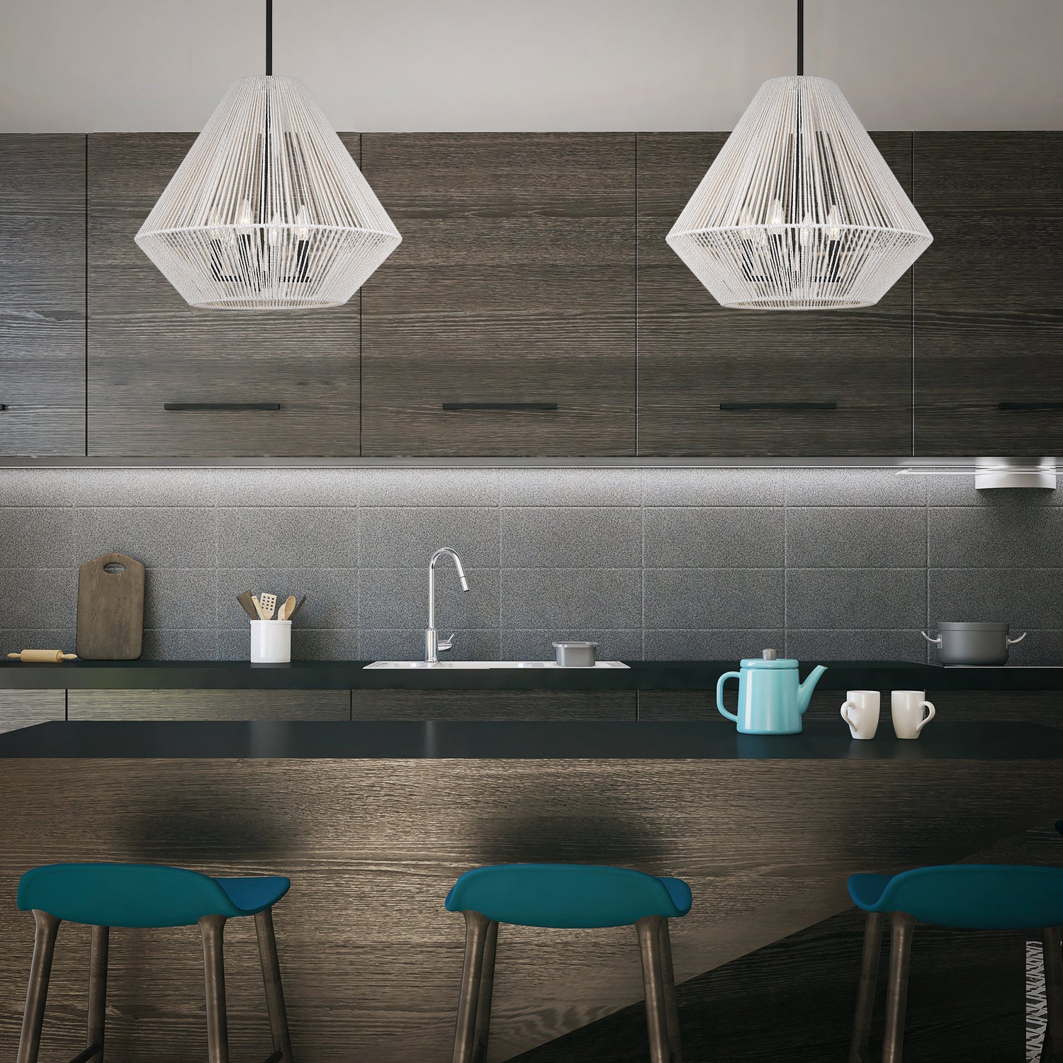 Golden - 6937-4P BLK-WR - Four Light Pendant - Valentina - Matte Black