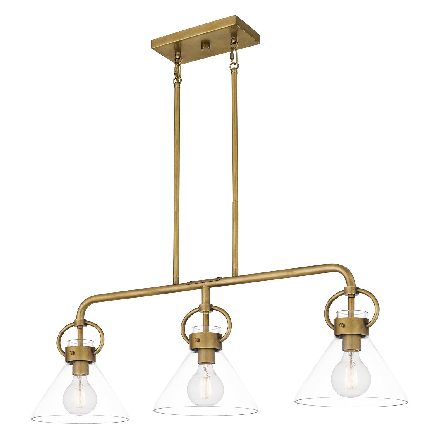 Quoizel - WBS136WS - Three Light Linear Chandelier - Webster - Weathered Brass
