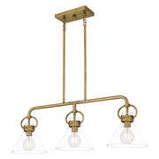 Quoizel - WBS136WS - Three Light Linear Chandelier - Webster - Weathered Brass