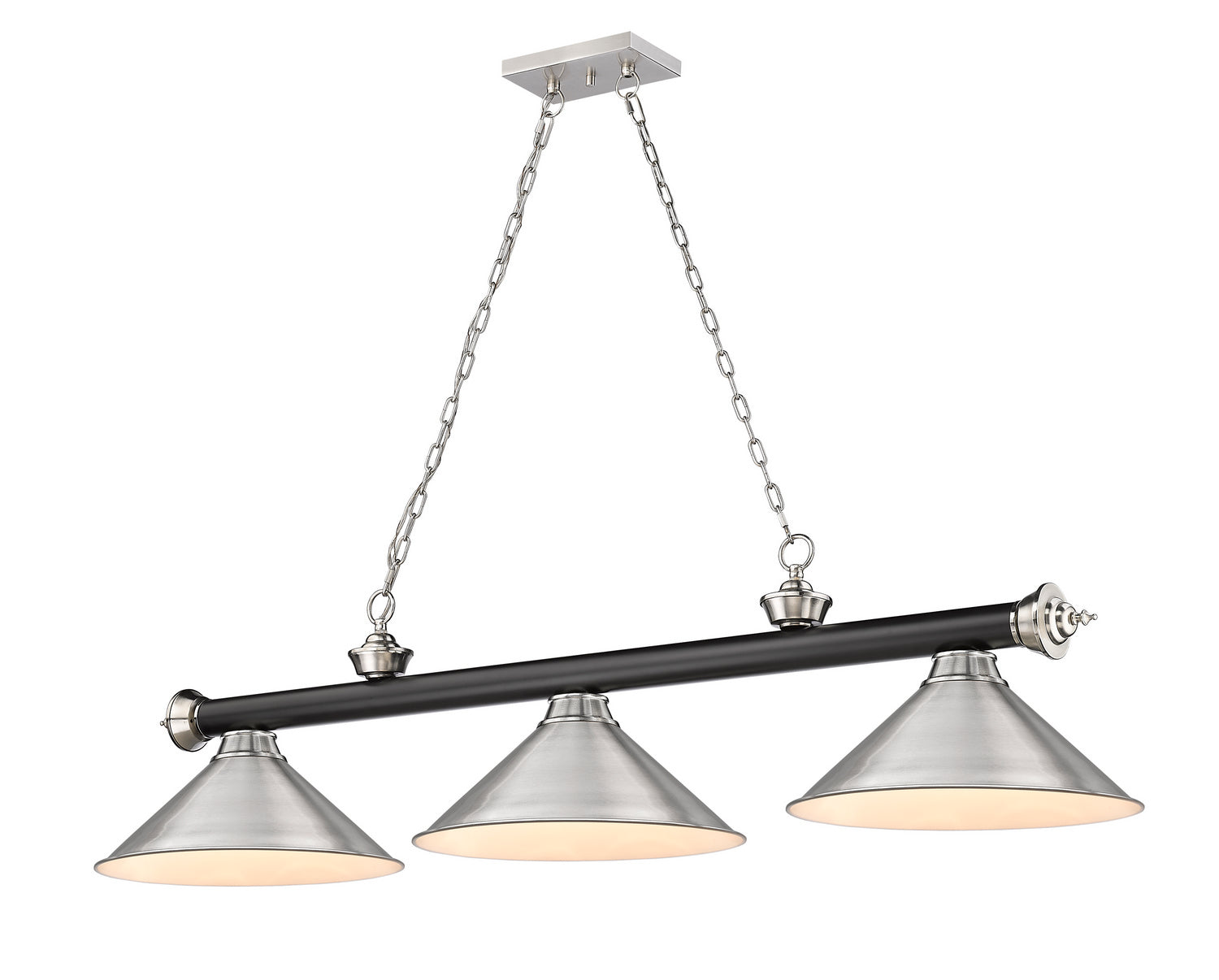 Z-Lite - 2306-3MB-BN-BN15 - Three Light Billiard - Cordon - Matte Black + Brushed Nickel
