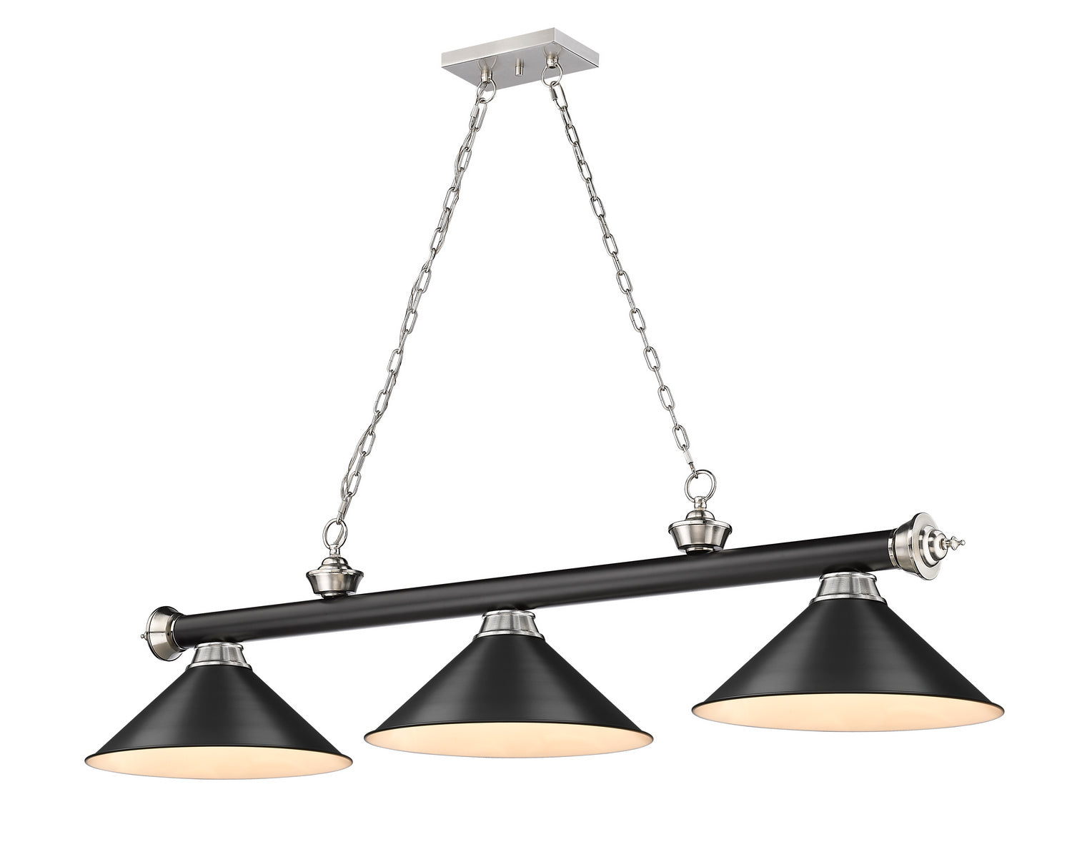 Z-Lite - 2306-3MB-BN-MB15 - Three Light Billiard - Cordon - Matte Black + Brushed Nickel
