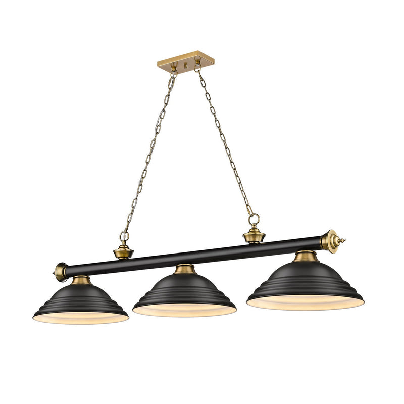 Z-Lite - 2306-3MB-RB-SMB - Three Light Billiard - Cordon - Matte Black + Rubbed Brass