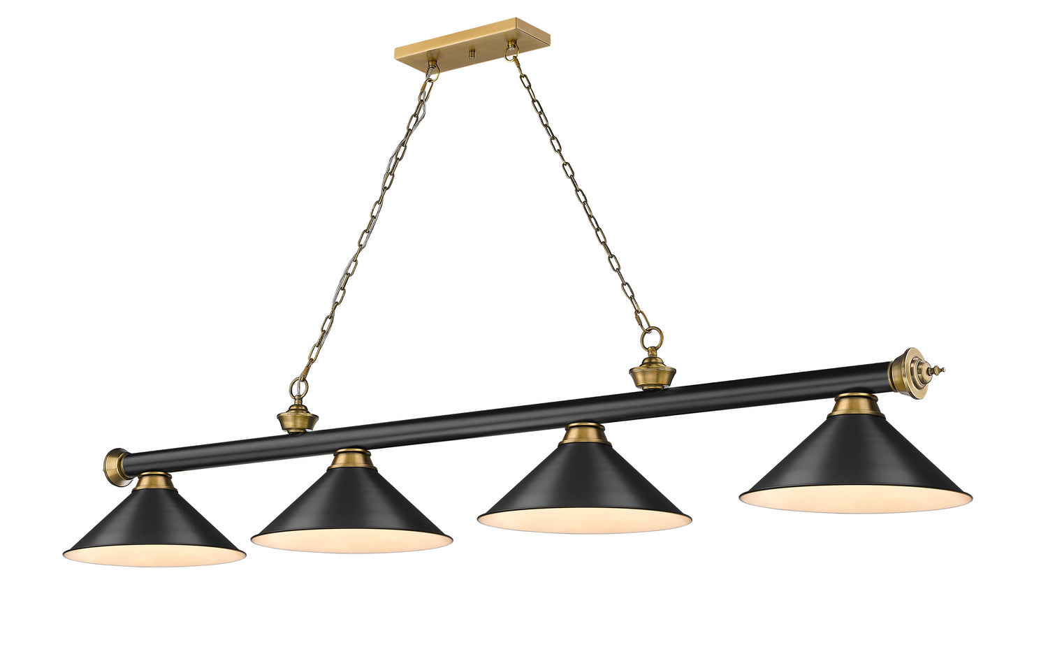 Z-Lite - 2306-4MB-RB-MB15 - Four Light Billiard - Cordon - Matte Black + Rubbed Brass