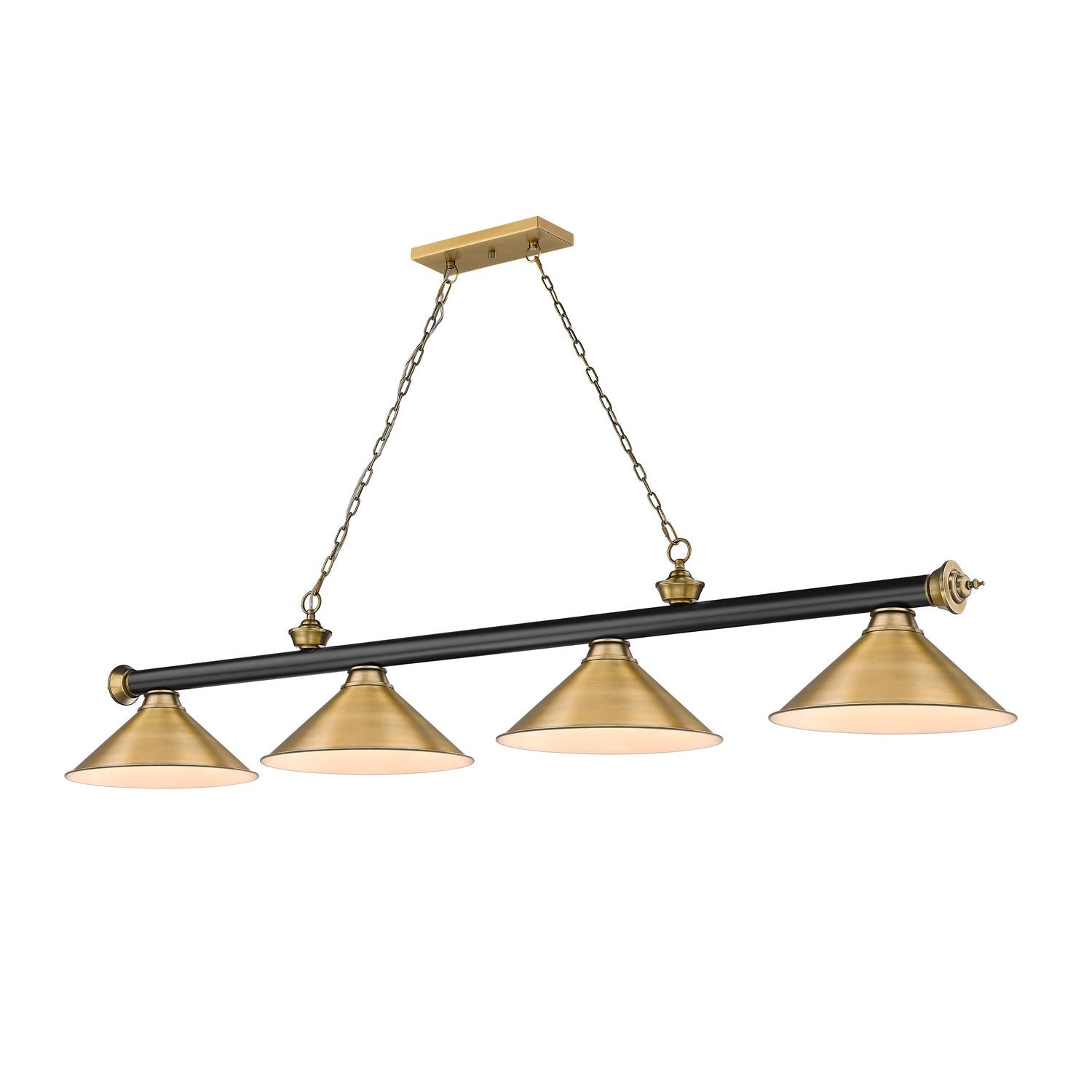 Z-Lite - 2306-4MB-RB-RB15 - Four Light Billiard - Cordon - Matte Black + Rubbed Brass