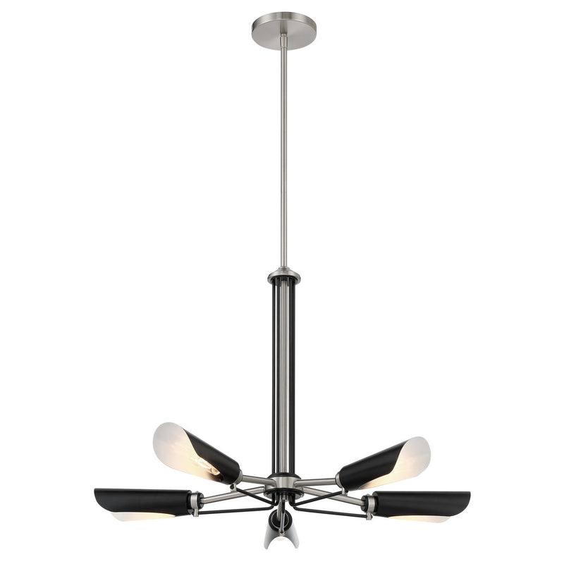 George Kovacs - P1695-691 - Five Light Chandelier - Turbine - Coal With Brushed Nickel