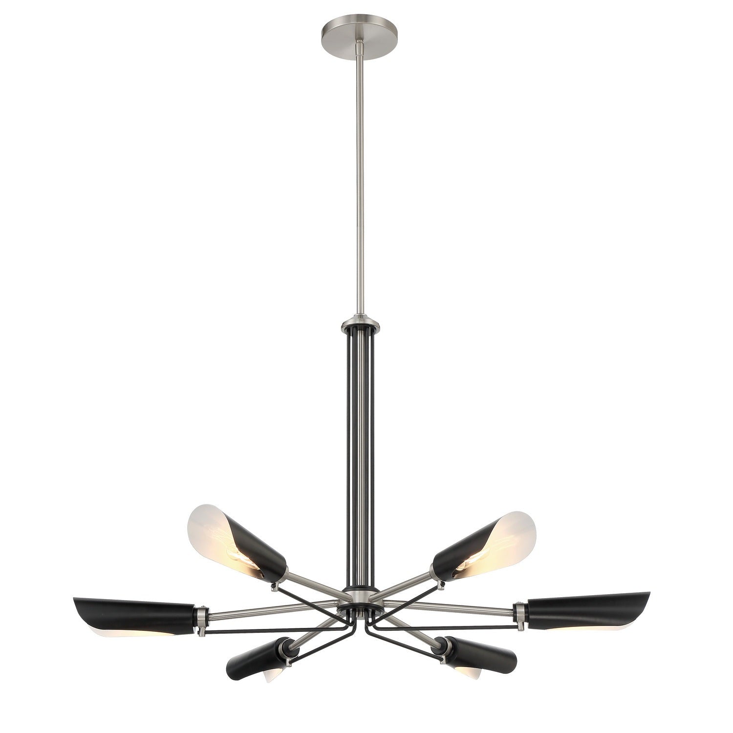 George Kovacs - P1696-691 - Six Light Chandelier - Turbine - Coal With Brushed Nickel