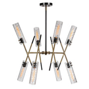 Uttermost - 21538 - Eight Light Linear Pendant - Telesto - Textured Black With Antique Brass