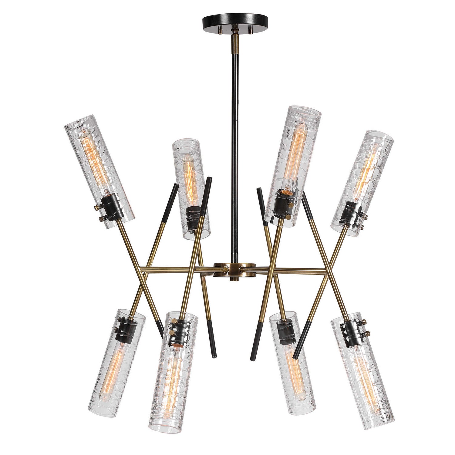 Uttermost - 21538 - Eight Light Linear Pendant - Telesto - Textured Black With Antique Brass