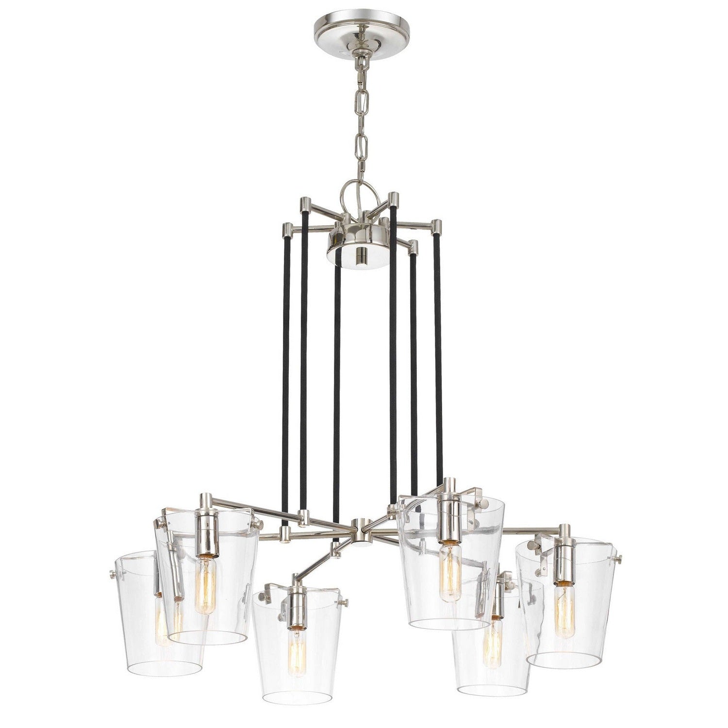 Varaluz - 351C06BLPN - Six Light Chandelier - Arlo - Black/Polished Nickel